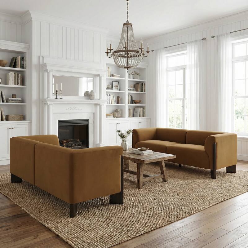 Upholstered Oversized Sofa Loveseat Set of 2