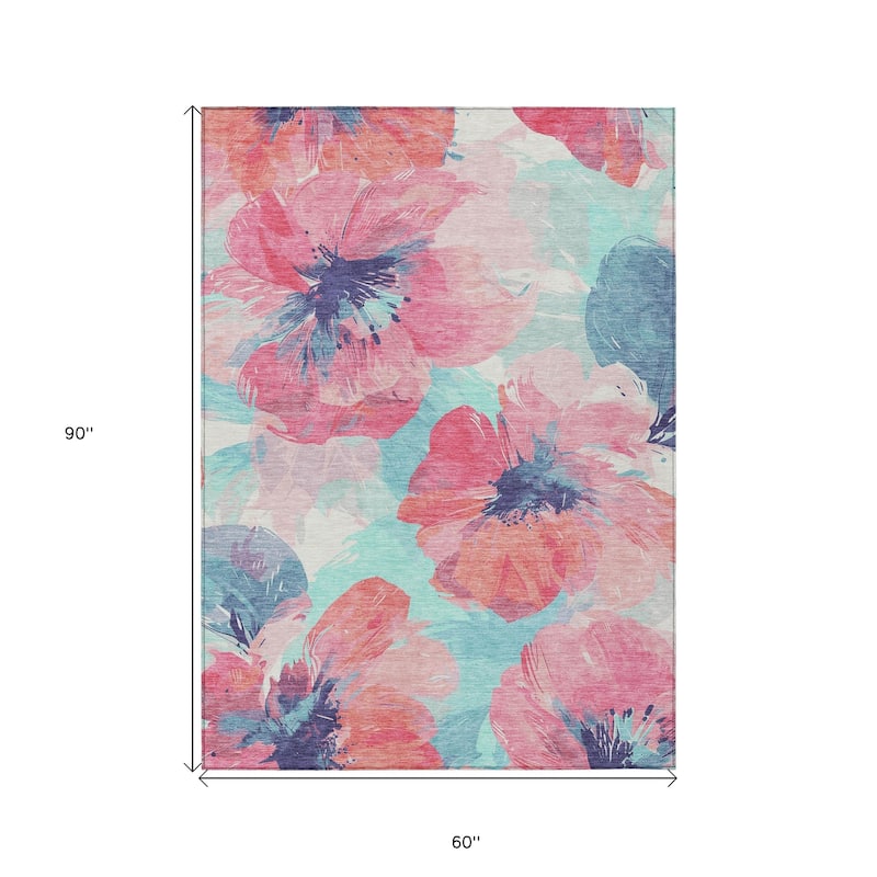 HomeRoots Floral Transitional Rectangle Outdoor Rug