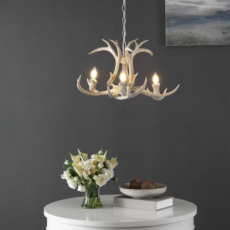 SAFAVIEH Lighting Chloie Chandelier - 22" W x 22" D x 18-90" H - Antique White