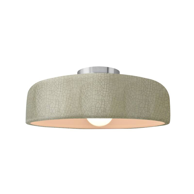 Justice Design Radiance - Medium Spire Semi-Flush Light - Celadon Green Crackle/Brushed Nickel