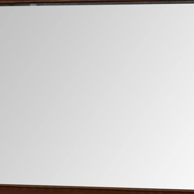 44 Inch Wall Mirror, Molded Trim, Rectangular Wood Frame, Cherry Brown