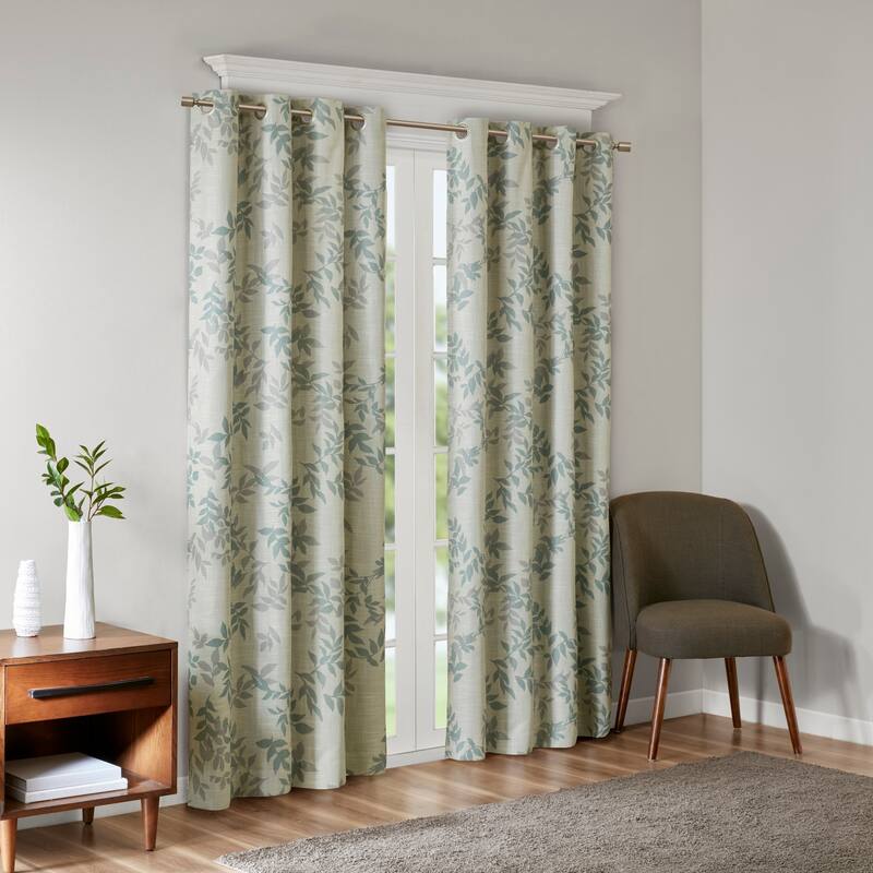 SunSmart April SIngle Printed Botanical Blackout Curtain Panel