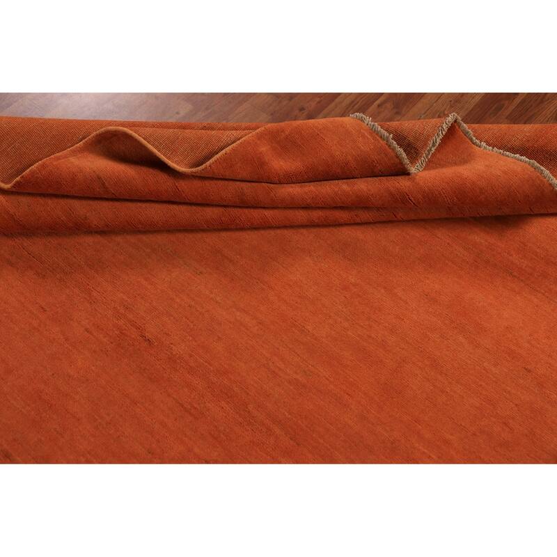 Modern Orange Gabbeh Oriental Area Rug Hand-Knotted Wool Carpet - 6'6" x 9'7"