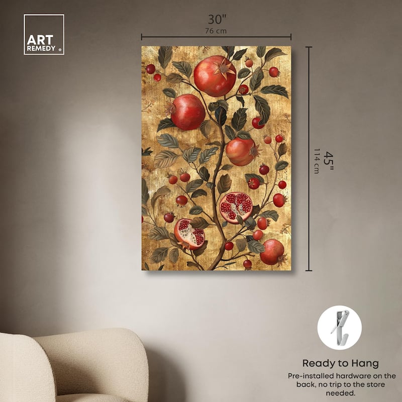 Golden Pomegranate Canvas by Art Remedy, Gallery Wrapped