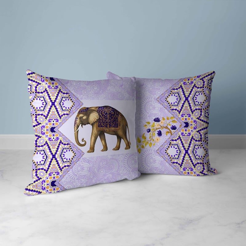 Floraphant Faux Suede Reversible Throw Pillow Lavender and PaleYellow