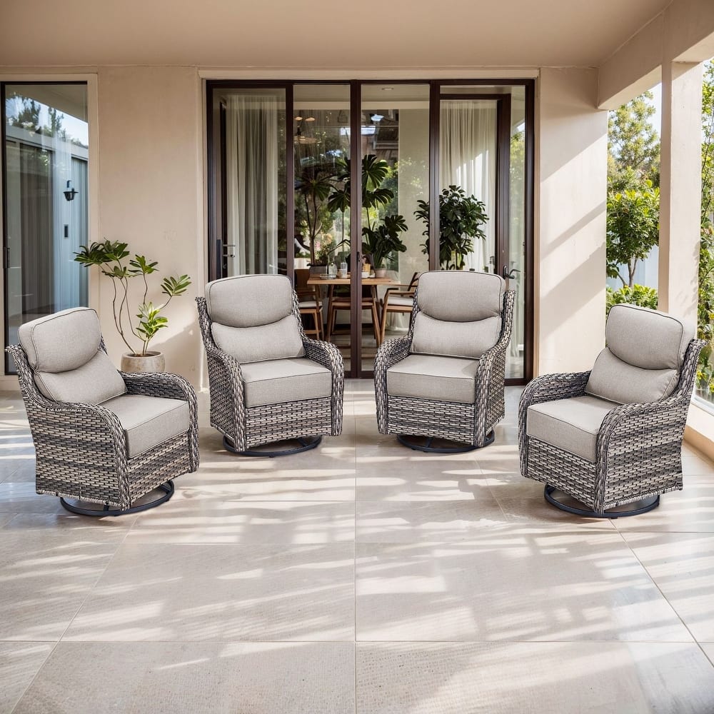 Gymojoy 4-Piece Patio Swivel Glider Chair Set, 6-Inch Ultra-Plush Cushions & Water-Resistant Olefin Fabric