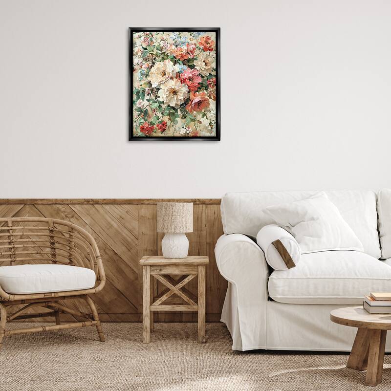 Stupell Aged Abstract Flowers Framed Floater Canvas Wall Art Design By Franklyn Gregory