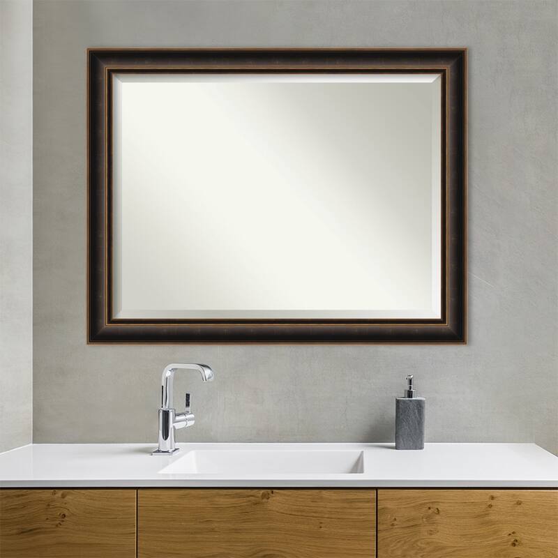 Villa Oil Rubbed Bronze Beveled Wood Framed Bathroom Vanity Wall Mirror - Villa Oil Rubbed Bronze