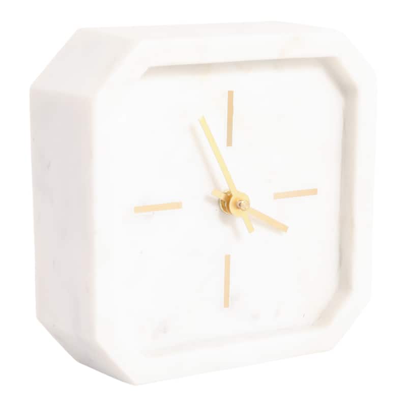 Modern Glam Marble & Stone Clock for Home Decor