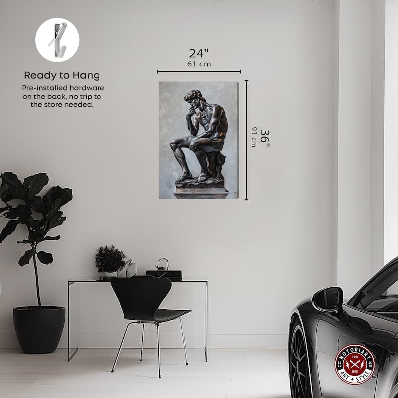 Notoriart Ebony Statue In Thought Gallery Wrapped Men Style 1 Piece Canvas Wall Art