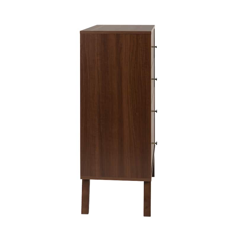 Prepac Milo Mid-Century Modern 4 Drawer Chest of Drawers, Contemporary Bedroom Furniture, Small Dresser for Bedroom