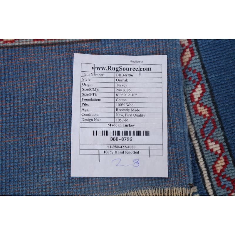 Traditional Oushak Turkish Oriental Runner Rug Handmade Wool Carpet - 2'10" x 8'0"