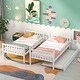 preview thumbnail 2 of 7, White Twin over Twin Solid Wood Bunk Beds with Trundle, Safety Rail and Ladder, Can Be Converted into 2 Beds