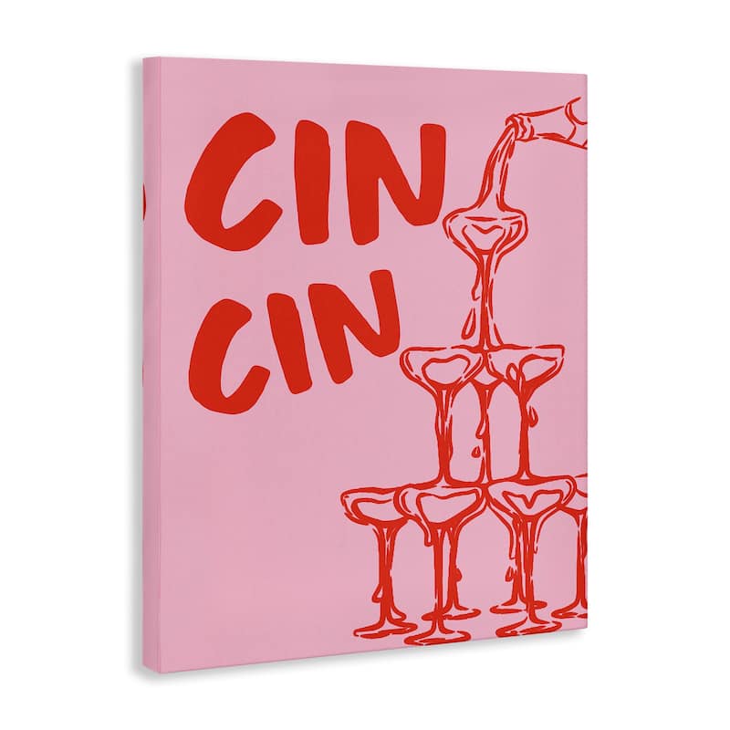 Stupell Cin Cin Champagne Tower Canvas Wall Art Design By House of Lulu
