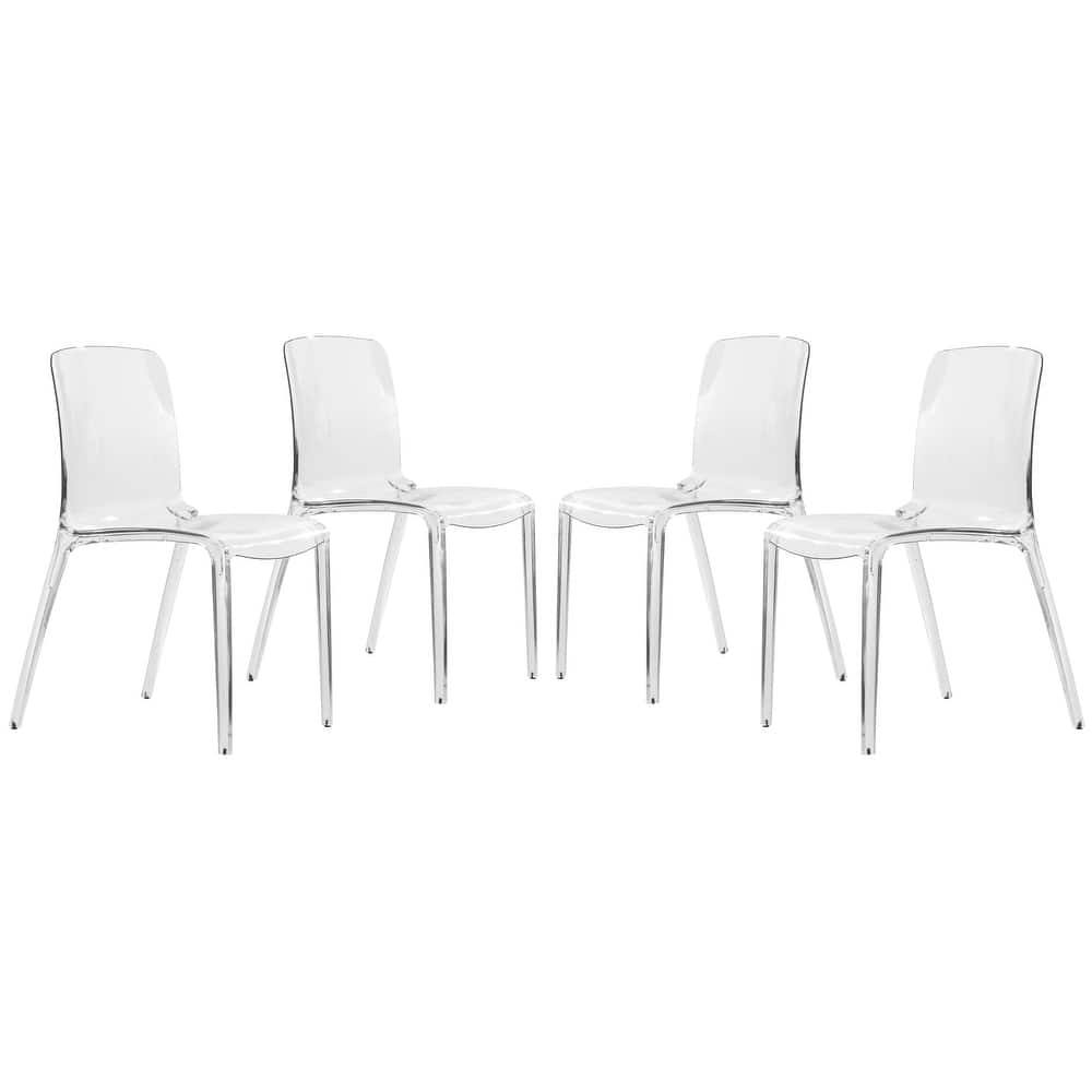 Murray Series Modern Stackable Acrylic Dining Chair with Transparent Design Accent Side Chair for Home & Kitchen (Set of 4)