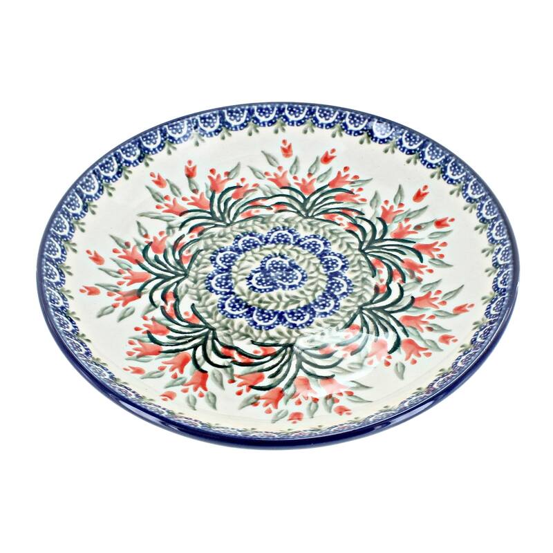 Blue Rose Polish Pottery Ceramika Artystyczna Dessert Plate - Spring Tulip
