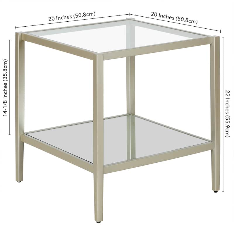 Hera 20'' Wide Square Side Table with Clear Shelf