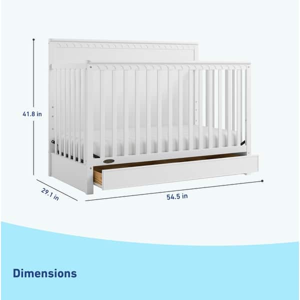 dimension image slide 1 of 5, Graco Sasha 5-in-1 Convertible Crib with Drawer
