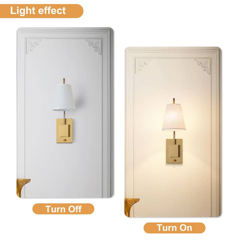Starsky Dimmable Cotton-Linen Fabric Arm Wall Sconces(Set of 2)