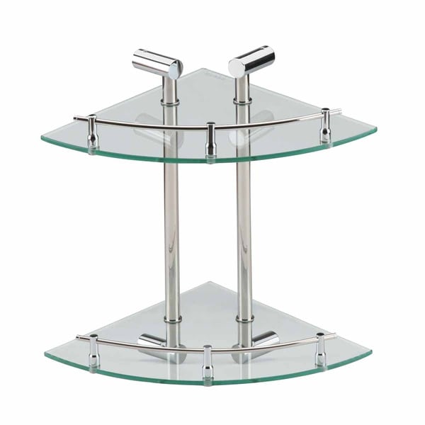 Corner Glass Shelf Dual Tiers Wall Mount Storage Holder | Renovator's Supply