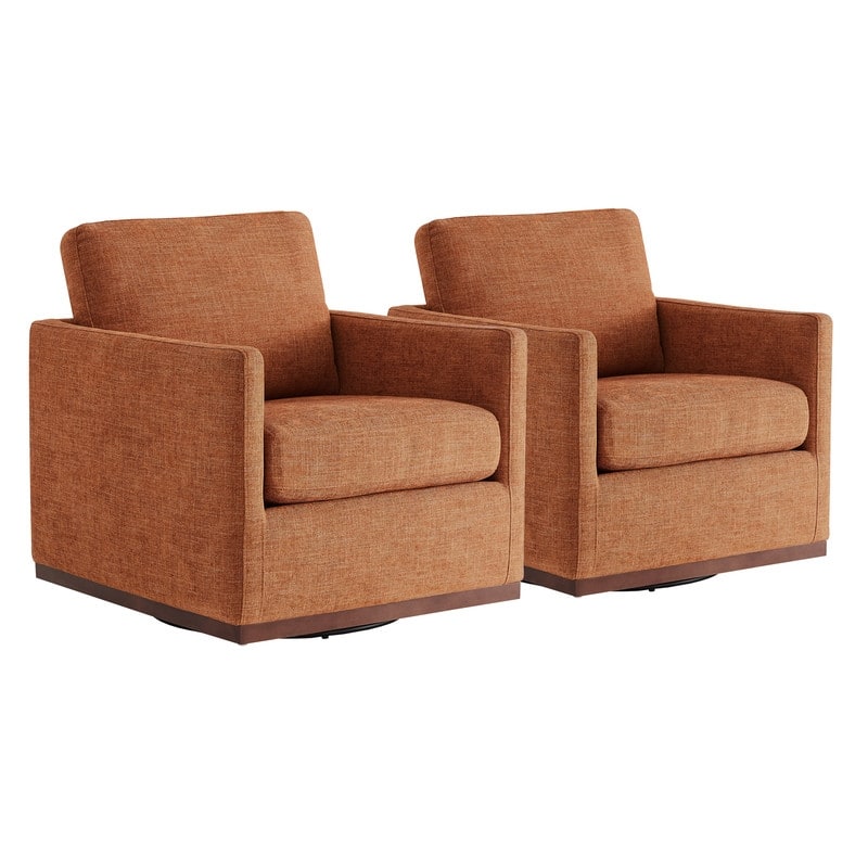 Spruce & Spring Shane Modern Swivel Accent Arm Chair - Set of 2 - Terracotta-Fabric