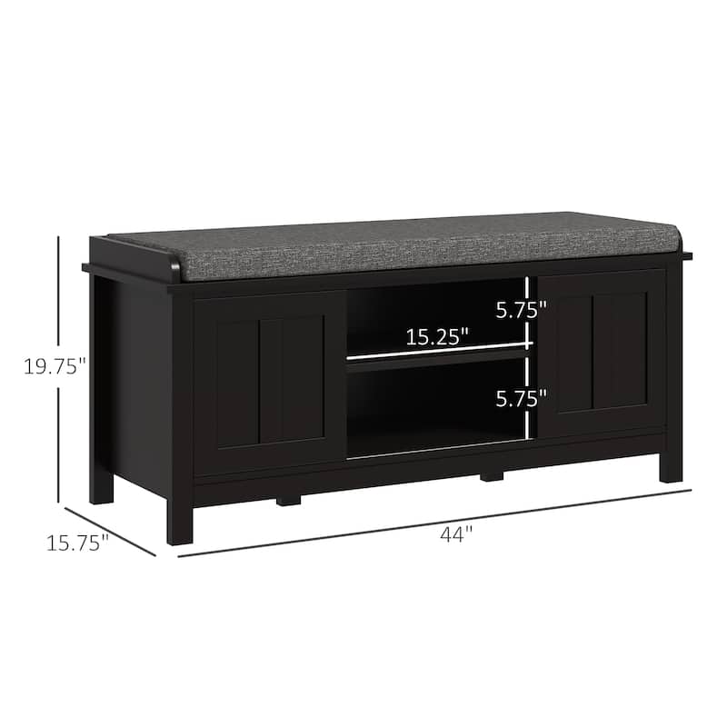 Entryway Shoe Rack Bench with Sliding Doors and Adjustable Shelving