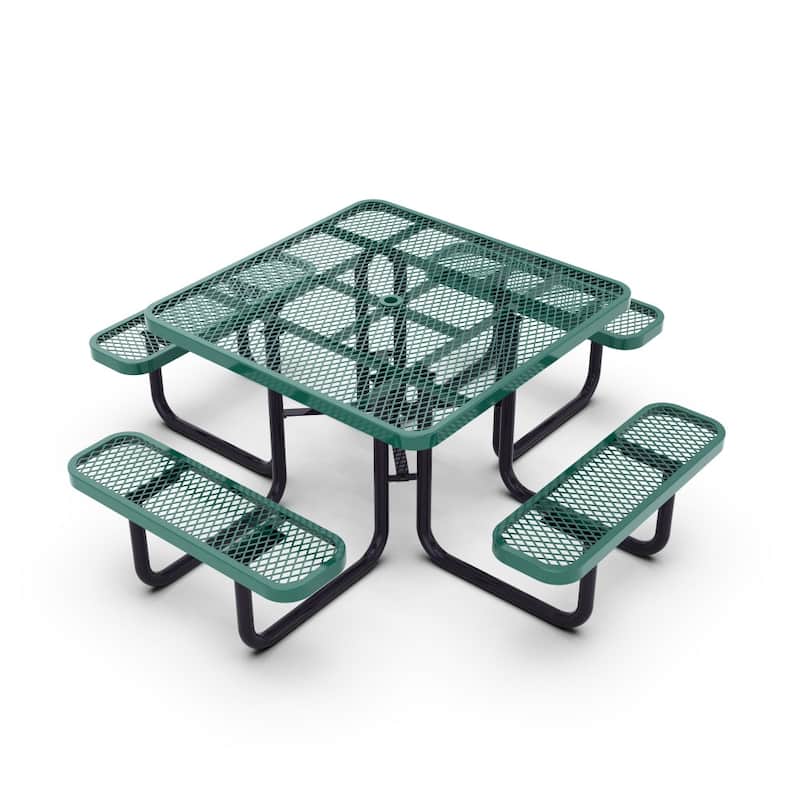 Commercial Grade Expanded Mesh Metal Outdoor Picnic Table - 79.75"D x 79.75"W x 28.75"H