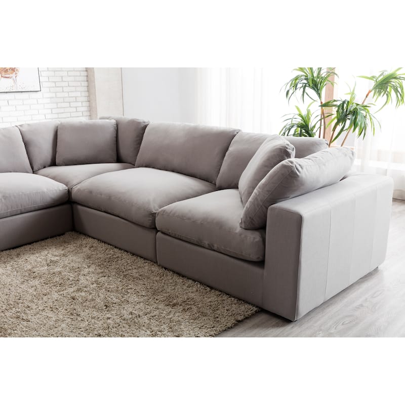 Roundhill Furniture Rivas Contemporary Feather Fill 5-Piece Modular Sectional Sofa