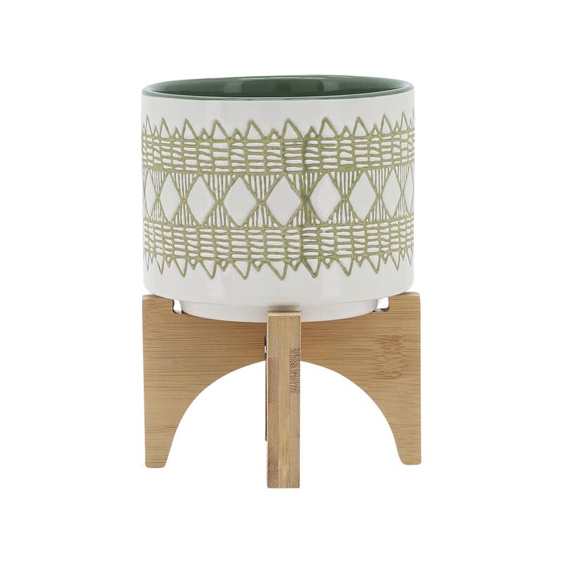 Sagebrook Home Abstract Ceramic Planter on Stand Indoor/Outdoor