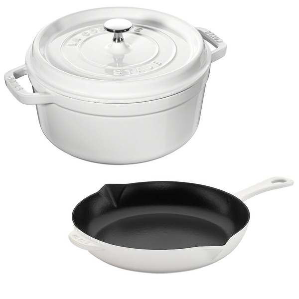 Staub Cast Iron 3-pc Cocotte and Fry Pan Set. Opens flyout.