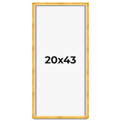 20x43 Shadow Box Frame Gold | 1.625 Inches Deep Real Wood Traditional