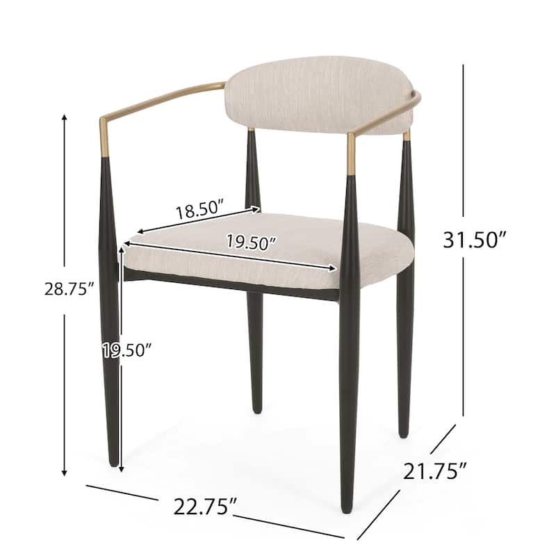Modern Industrial Elmore Upholstered Dining Chairs (Set of 2) with Iron Frame by Christopher Knight Home