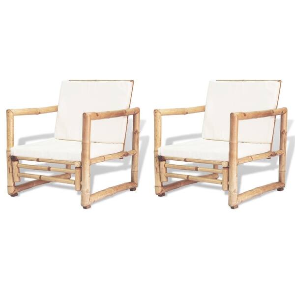 Shop Vidaxl Garden Chairs 2 Pcs With Cushions And Pillows Bamboo