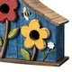 preview thumbnail 23 of 37, Glitzhome 10.5"H Distressed Solid Wood Birdhouse with 3D Flowers - 10.5"
