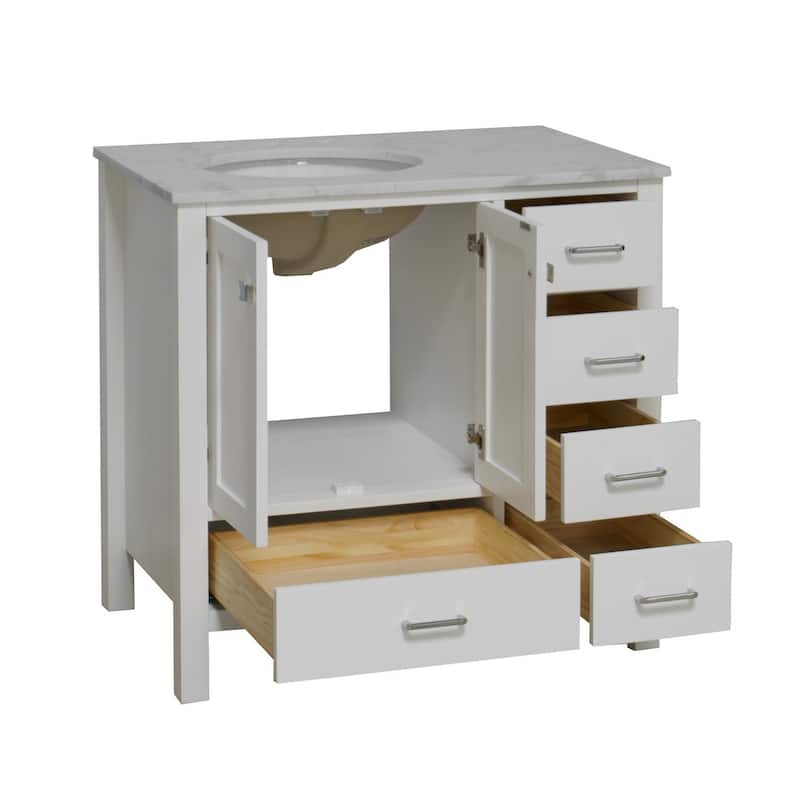 KitchenBathCollection Horizon 36" Bathroom Vanity with Engineered Carrara Top