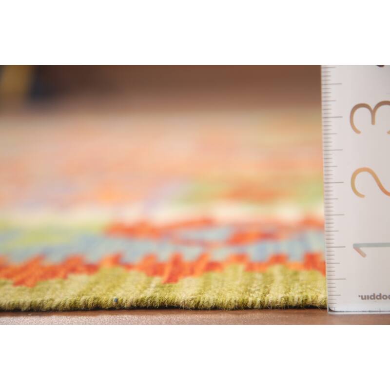 Hand Woven Oriental 100% Wool Carpet Southwestern Geometric Multi-Colored Kilim Area Rug - 6' 8'' X 5' 0''