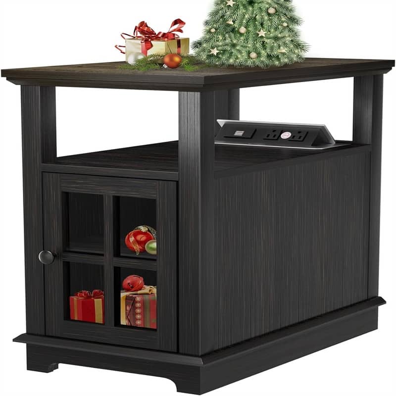 End Table with Hidden Charging Station - 23.6"D x 14"W x 23.6"H