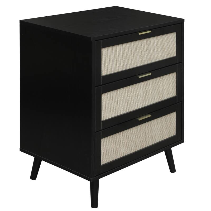 Rattan 3-Drawer Cabinet with Moisture-Proof Finish & Anti-Tipping Device for Safe Storage