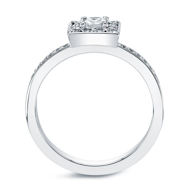 Auriya 14k Gold 1/2ctw Princess Cut Halo Diamond Engagement Ring Set (G-H, I1-I2)