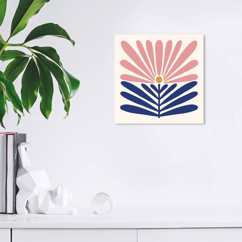 Wynwood Studio Canvas Floral and Botanical Half Half Plant Pink and Rose Pink Modern & Contemporary Wall Art Canvas Print - 12 x 12