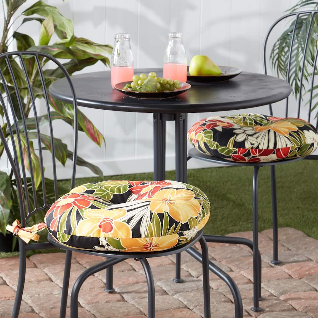 15-inch Round Outdoor Aloha Floral Bistro Chair Cushions (Set of 2)