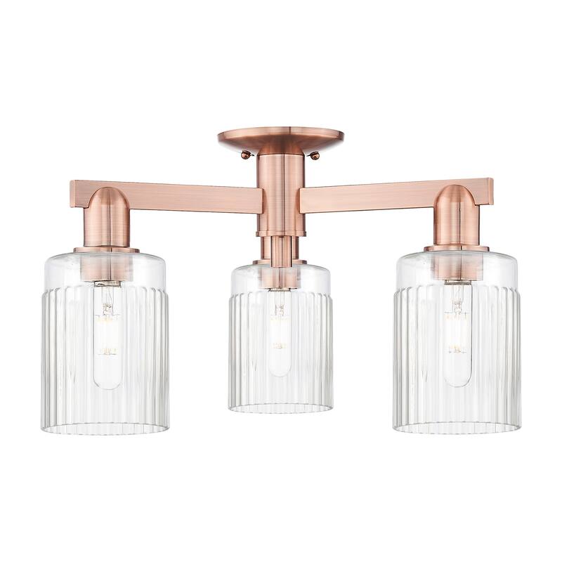 Innovations Lighting 716-3F-11-22 Hadley Semi-Flush Hadley 3 Light 22" - Antique Copper / Clear