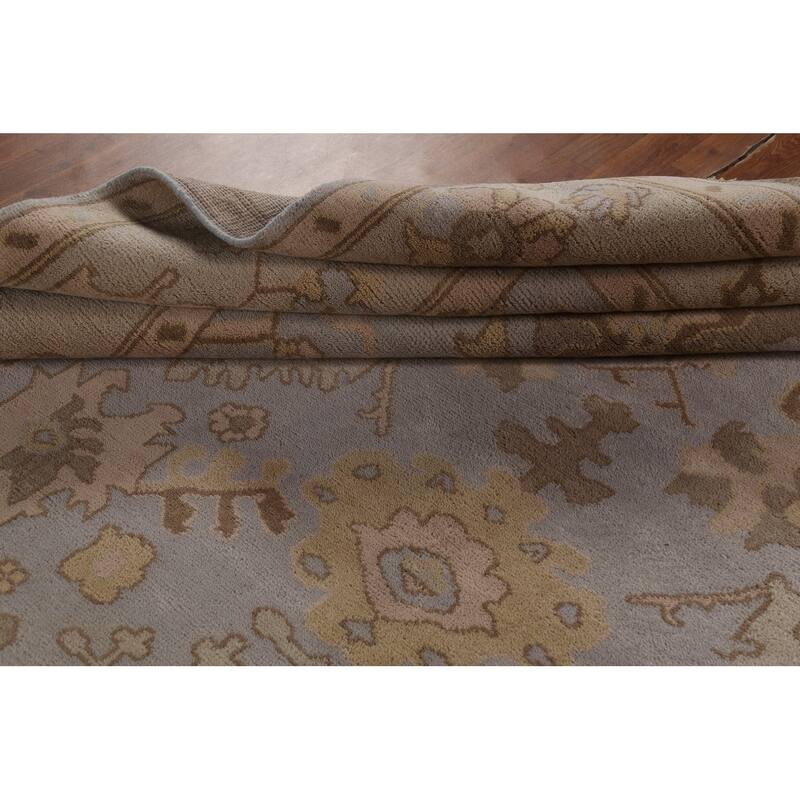Earth Tone Oushak Indian Area Rug Hand-Knotted Wool Carpet - 9'1" x 11'10"
