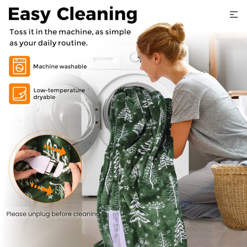 Electric Flannel King Queen Throw Heated Blanket