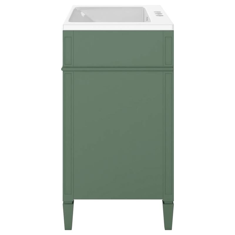 Plywood Freestanding Bathroom Vanity Set in Maple with Integrated Ceramic Sink with Mirror Cabinet - 30“ x 18"