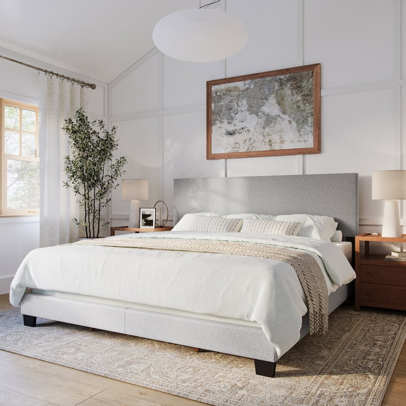Nova Modern King Bed, Box Spring Required - Light Grey