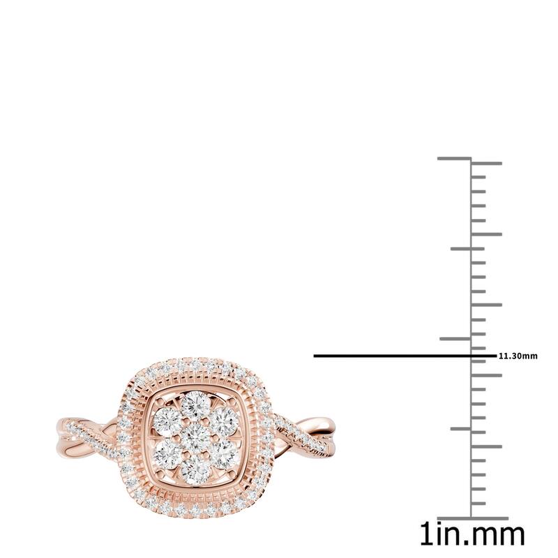 AEON Elysian Bloom Cushion 0.50ct Lab Grown Diamond Cluster Halo Ring