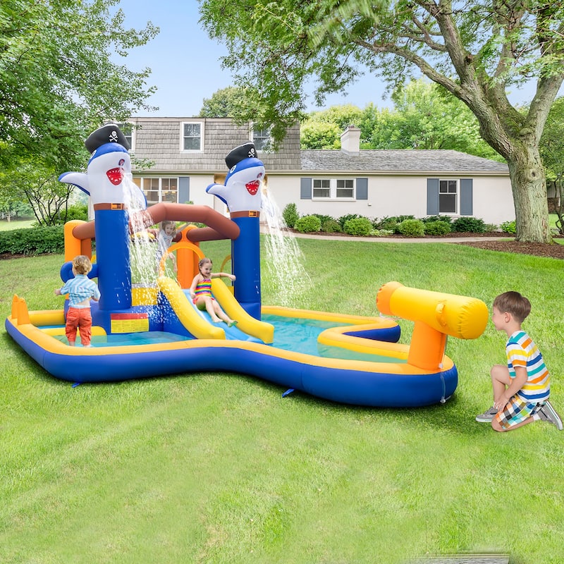 Gymax Inflatable Water Slide Park Bounce House Splash Pool Water
