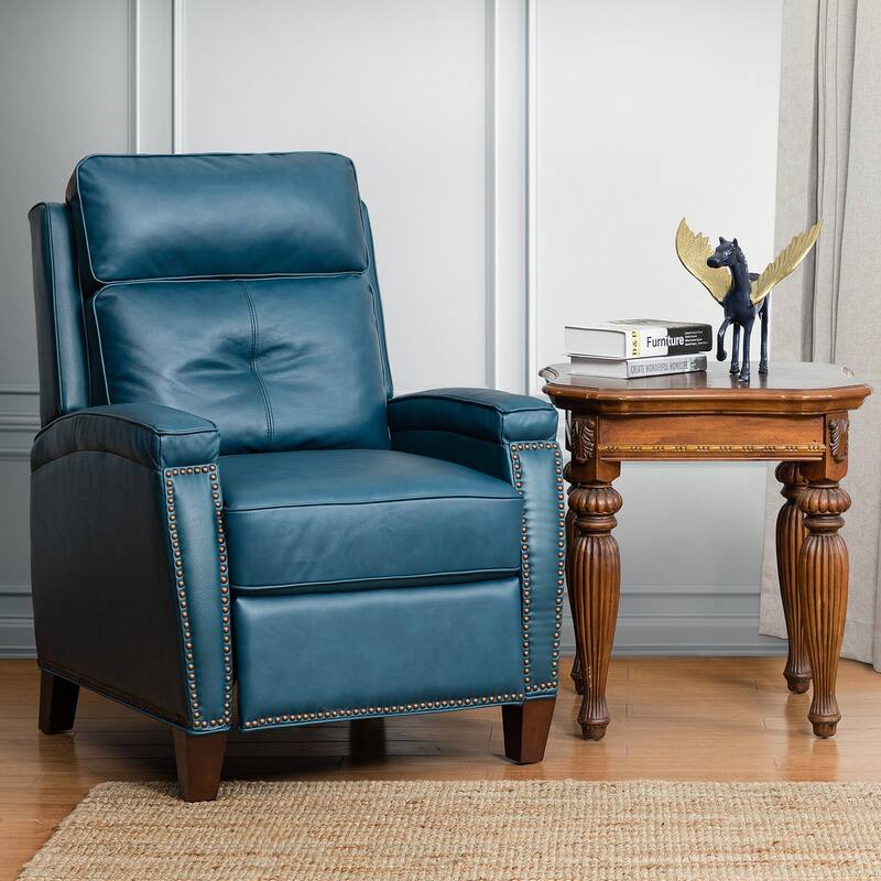 Gaspar Mid-Century Modern Pushback Recliner with Nailhead Trim by HULALA HOME