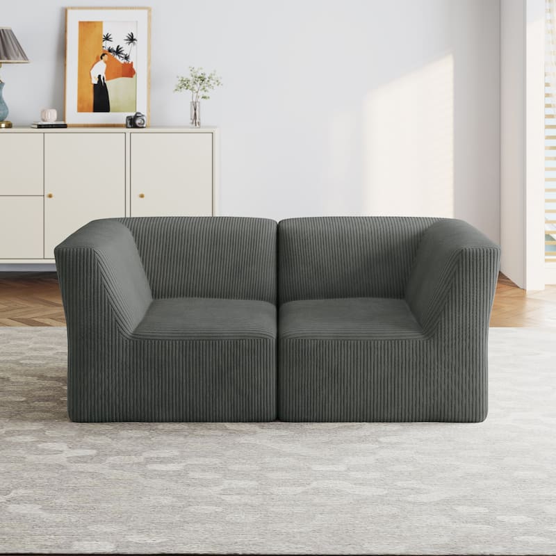 UIXE 71.5" W Deep Seat Comfy Loveseat Sofa For Bedroom - 71" W - Grey
